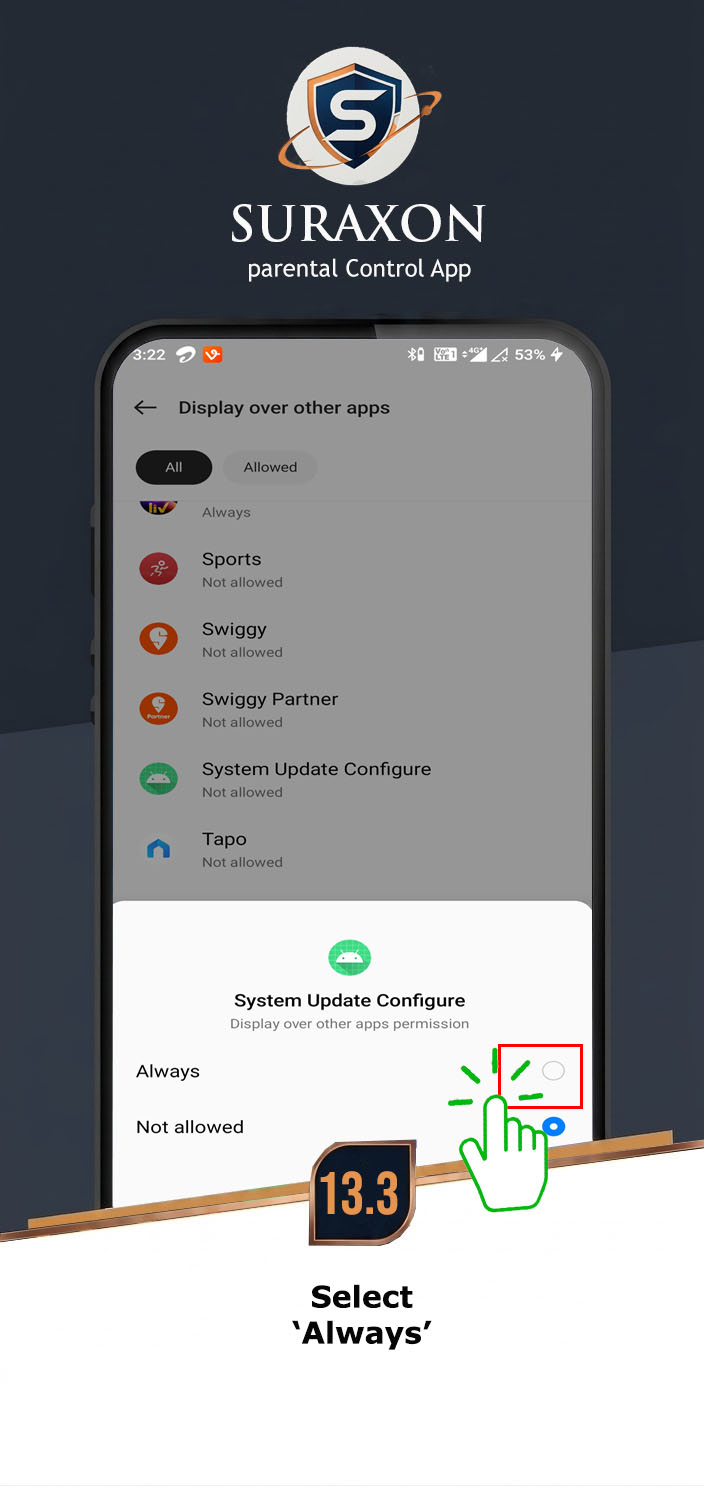 Toggle to ON / Allow